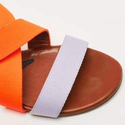 Pre Owned Marni Tricolor Canvas and Leather Flat Sandals Size 36.5