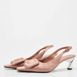 Marni Pink Satin Slingback Pointed Toe Pumps Size 36
