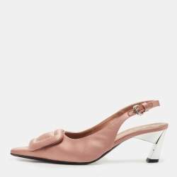 Marni Pink Satin Slingback Pointed Toe Pumps Size 36