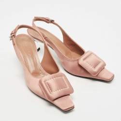 Marni Pink Satin Slingback Pointed Toe Pumps Size 36