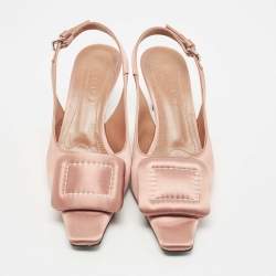 Marni Pink Satin Slingback Pointed Toe Pumps Size 36