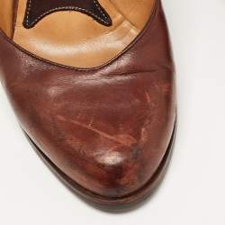 Pre Owned Marni Brown Leather Wedge Pumps Size 37