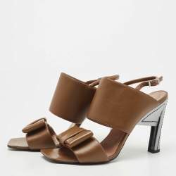 Marni Brown Leather Bow Detail Ankle Strap Sandals Size 40