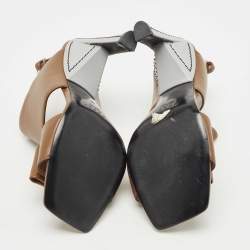 Marni Brown Leather Bow Detail Ankle Strap Sandals Size 40