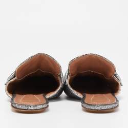 Pre Owned Marni Silver Glitter Suede Rising Sabot Flat Mules Size 41