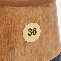 Pre Owned Marni Metallic Blue Leather Square Toe Platform Pumps Size 36