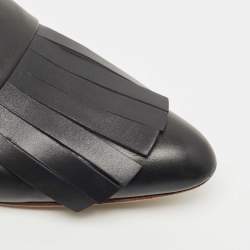 Pre Owned Marni Black Leather Fringe Mule Sandals Size 38