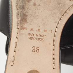 Pre Owned Marni Black Leather Fringe Mule Sandals Size 38