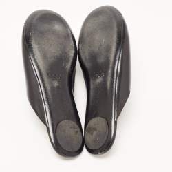 Pre Owned Marni Black Leather Flat Mules Size 38