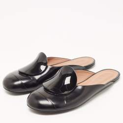 Pre Owned Marni Black Leather Flat Mules Size 38