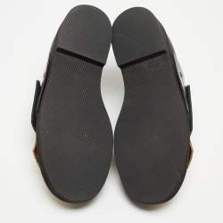 Marni Black/Gold Leather Fringe Detail Slip On Loafers Size 40