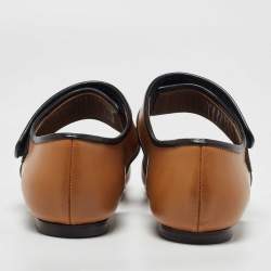 Pre Owned Marni Tan Leather Cut Out Mary Jane Ballet Flats Size 38