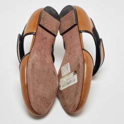 Pre Owned Marni Tan Leather Cut Out Mary Jane Ballet Flats Size 38