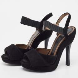 Marni Black Suede Platform Ankle Strap Sandals Size 36