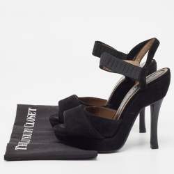 Marni Black Suede Platform Ankle Strap Sandals Size 36