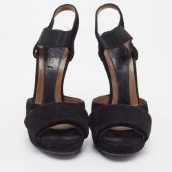 Marni Black Suede Platform Ankle Strap Sandals Size 36