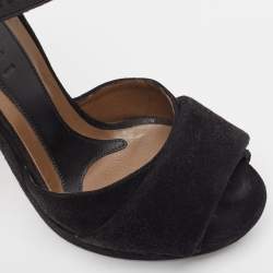 Marni Black Suede Platform Ankle Strap Sandals Size 36