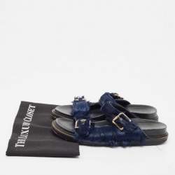 Marni Navy Blue Calf Dad Slingback Sandals Size 38   