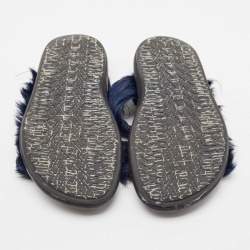 Marni Navy Blue Calf Dad Slingback Sandals Size 38   