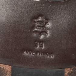 Pre Owned Marni White/Brown Animal Print Calf Hair Crystal Embellished Flat Sandals Size 39