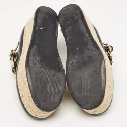 Marni Black Leather Espadrille Platform Mary Jane Pumps Size 39