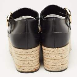 Marni Black Leather Espadrille Platform Mary Jane Pumps Size 39