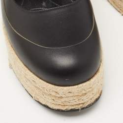 Marni Black Leather Espadrille Platform Mary Jane Pumps Size 39