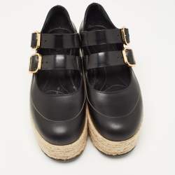 Marni Black Leather Espadrille Platform Mary Jane Pumps Size 39