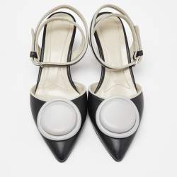 Pre Owned Marni Black/Grey Leather Ankle Strap Pumps Size 37.5