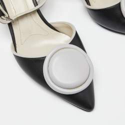 Pre Owned Marni Black/Grey Leather Ankle Strap Pumps Size 37.5