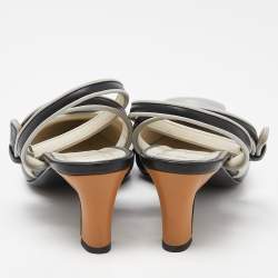 Pre Owned Marni Black/Grey Leather Ankle Strap Pumps Size 37.5