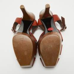 Marni Brown Leather Platform Ankle Strap Sandals Size 38