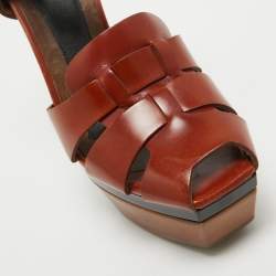 Marni Brown Leather Platform Ankle Strap Sandals Size 38