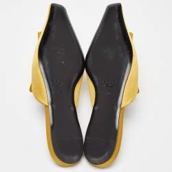 Pre Owned Marni Yellow Satin Pointed Toe Flat Mules Size 41