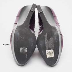 Marni Purple Patent Wedge Peep Toe Boots Size 39