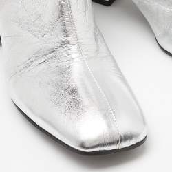 Pre Owned Marni Silver Leather Over The Knee Boots Size 40