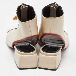 Marni Cream/Black Leather Zip Detail Open Toe Slingback Sandals Size 35