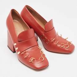 Marni Red Leather Loafer Pumps Size 38