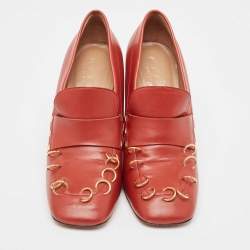 Marni Red Leather Loafer Pumps Size 38