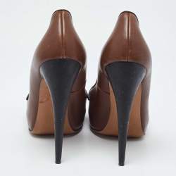 Marni Brown Leather Platform Square Toe Pumps Size 38