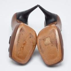 Marni Brown Leather Platform Square Toe Pumps Size 38