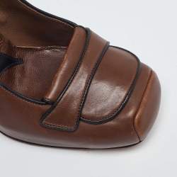 Marni Brown Leather Platform Square Toe Pumps Size 38