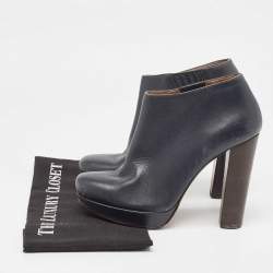 Marni Navy Blue Leather Ankle  Boots Size 38