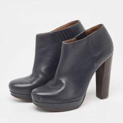 Marni Navy Blue Leather Ankle  Boots Size 38