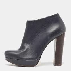 Marni Navy Blue Leather Ankle  Boots Size 38