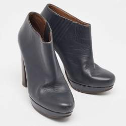Marni Navy Blue Leather Ankle  Boots Size 38