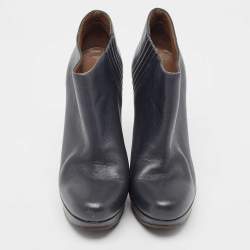 Marni Navy Blue Leather Ankle  Boots Size 38