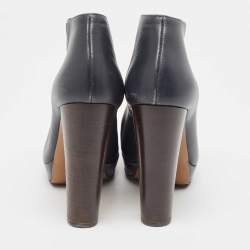 Marni Navy Blue Leather Ankle  Boots Size 38