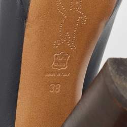 Marni Navy Blue Leather Ankle  Boots Size 38