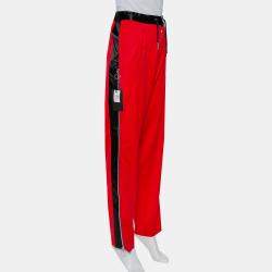 Marques Almeida Red Wool Contrast Trim Side Zip Detail Track Pants L